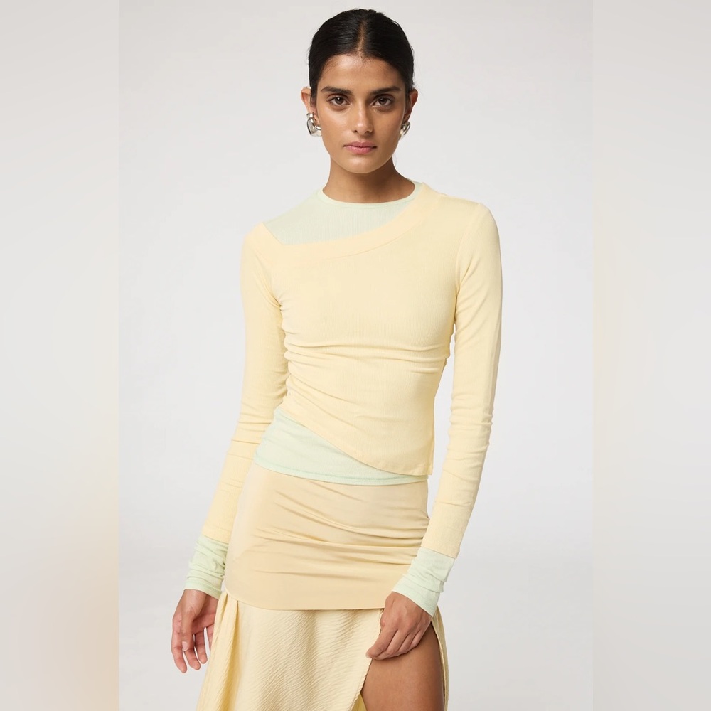 The line by k SMYTHSON TOP buttercream  double layer long sleeve XS